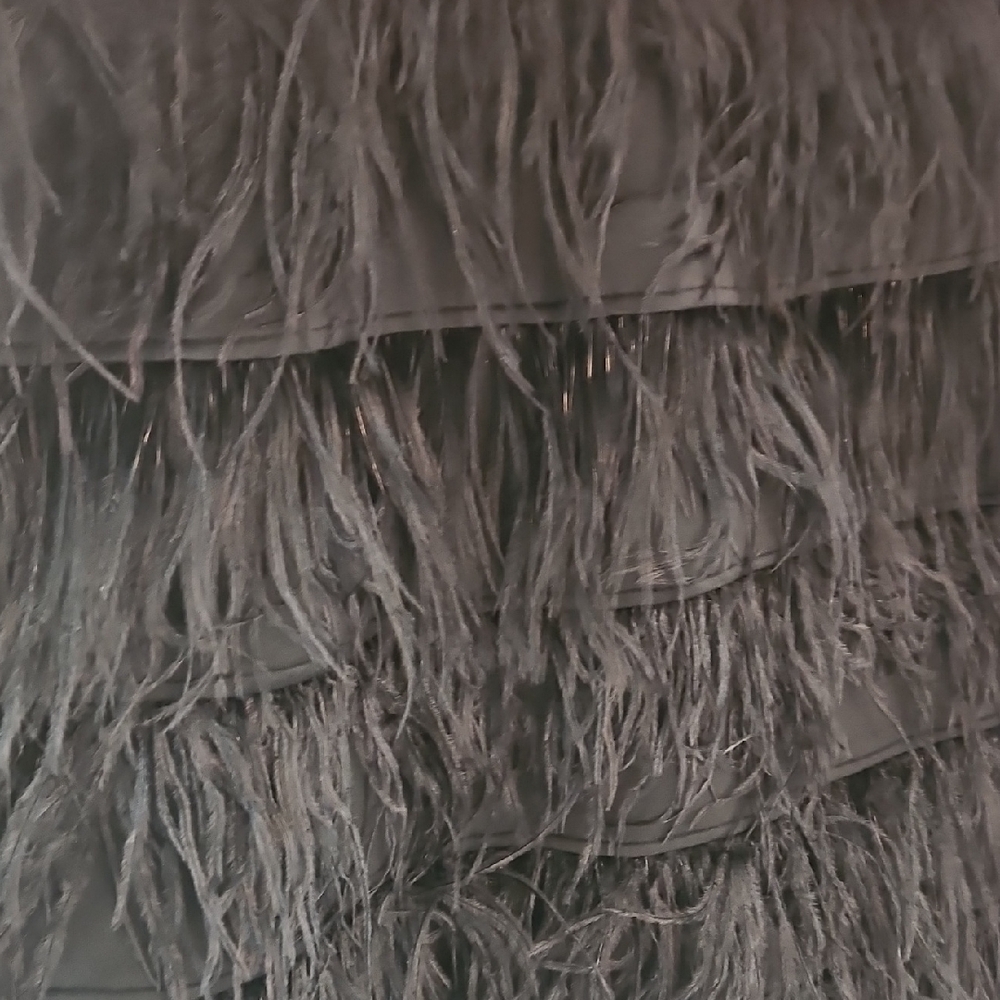 MAIA Peach and Black Dress With Feathers Size 8 - Picture 15 of 16